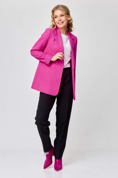 Блуза, брюки, жакет T&N 7495 фуксия,черный,белый - фото 2