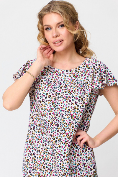 Жакет, платье T&N 7498 черный+«цветной_леопард» - фото 7