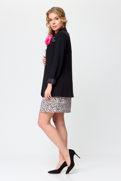 Жакет, платье T&N 7498 черный+«цветной_леопард» - фото 12