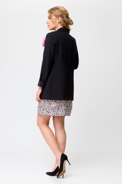 Жакет, платье T&N 7498 черный+«цветной_леопард» - фото 11