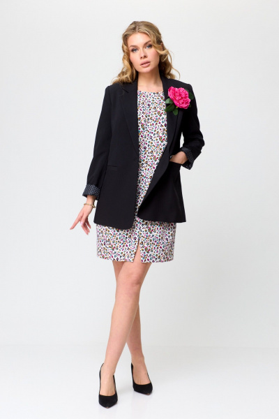 Жакет, платье T&N 7498 черный+«цветной_леопард» - фото 2