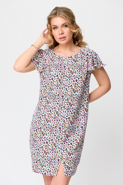 Жакет, платье T&N 7498 черный+«цветной_леопард» - фото 6