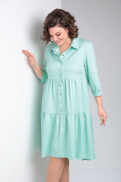 Платье свободного кроя из текстиля с функциональными карманами LadisLine 1271 нежная_мята - фото 4