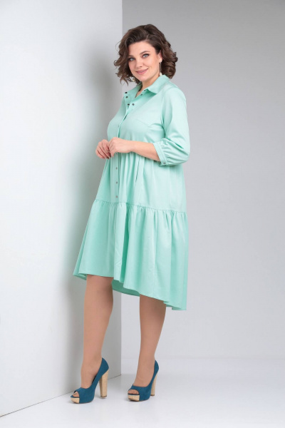 Платье свободного кроя из текстиля с функциональными карманами LadisLine 1271 нежная_мята - фото 2