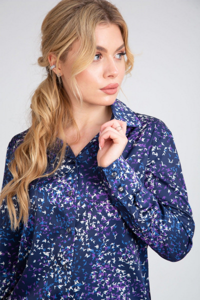 Блузка с принтом «птички» из атласного текстиля IVARI 416/1 принт_птички - фото 5