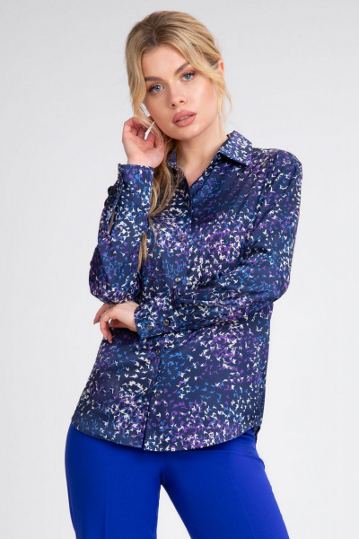 Блузка с принтом «птички» из атласного текстиля IVARI 416/1 принт_птички - фото 3