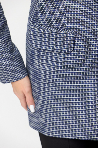 Демисезонный комплект жакет и брюки из текстиля БелЭльСтиль 762-2 84 22+596-2 79 22 синяя_мелкая_клетка+черный - фото 7