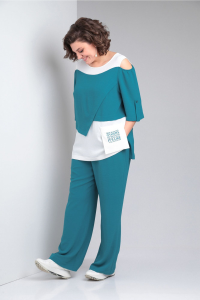 Блуза, брюки Rishelie 887 бирюза - фото 5