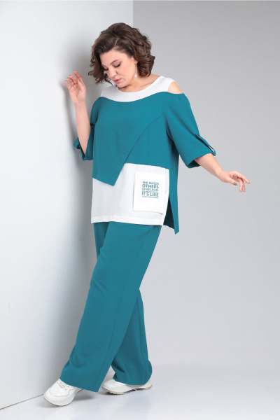 Блуза, брюки Rishelie 887 бирюза - фото 3