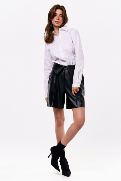 Демисезонные женские шорты из экокожи KaVaRi 3008 черный - фото 2