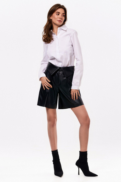 Демисезонные женские шорты из экокожи KaVaRi 3008 черный - фото 1