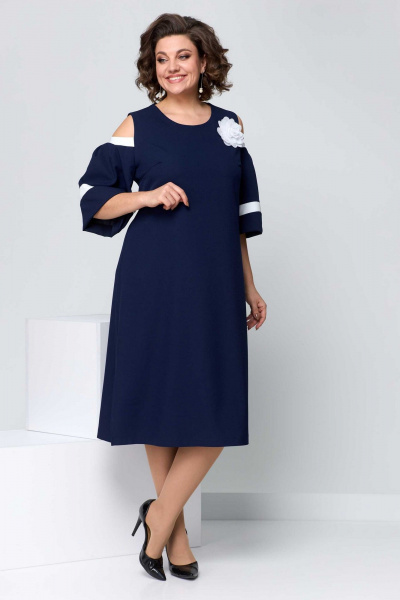 Платье Асолия 2666 сине-белый - фото 1