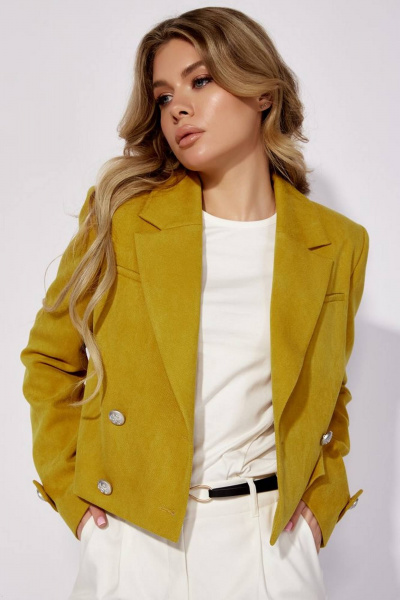 Жакет укороченный двубортный из мягкой ткани с лацканами Nova Line 10452 - фото 4