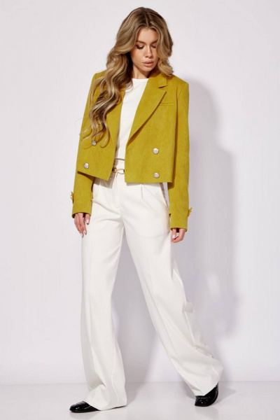 Жакет укороченный двубортный из мягкой ткани с лацканами Nova Line 10452 - фото 2