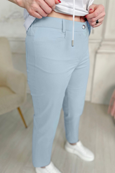 Голубые джинсовые брюки с высокой посадкой и резинкой Rumoda 2023 голубой - фото 5