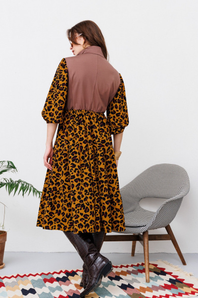 Платье NikVa 447-2 шоколад_горчичный леопард - фото 6
