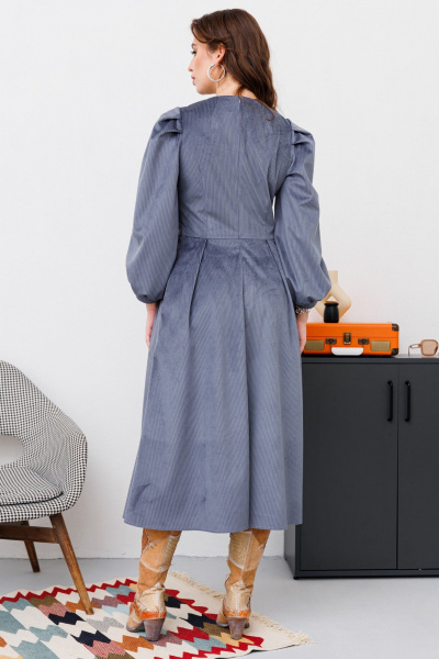 Миди платье из вельвета с нагрудными вытачками и складками NikVa 449-2 графит - фото 6