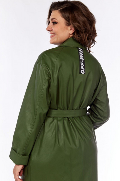 Плащ прямого силуэта из экокожи с двубортной застежкой Диомант 1885 олива - фото 4