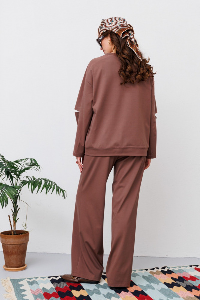 Трикотажные брюки со стрелкой и карманами NikVa 460-3 шоколад - фото 3