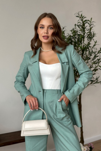 Брюки, жакет Dilana VIP 1992 полынь - фото 2