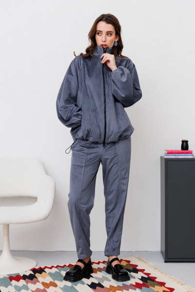 Костюм из джемпера и брюк оверсайз и зауженной посадкой NikVa 472-2 графит - фото 3