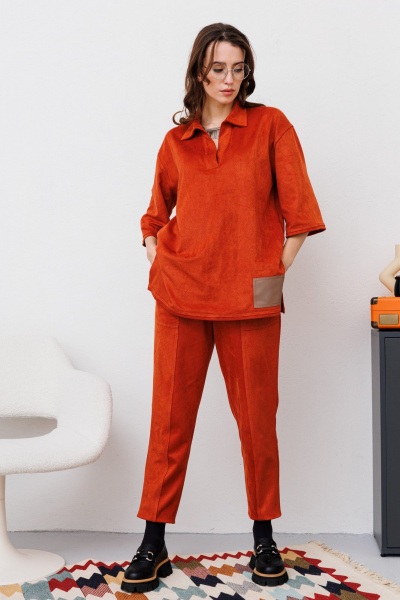 Блуза, брюки NikVa 477-1 терракот - фото 7