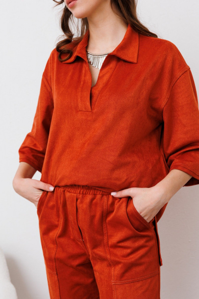 Блуза, брюки NikVa 477-1 терракот - фото 1