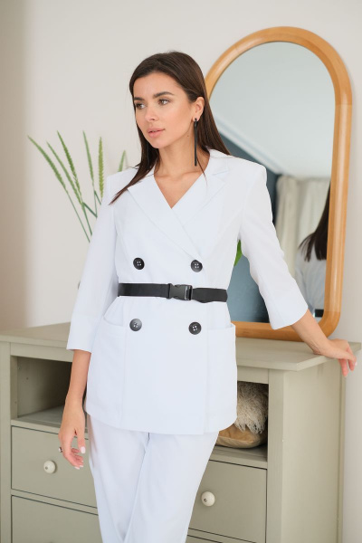 Брюки, жакет, пояс LadisLine 1202/1 белый - фото 4
