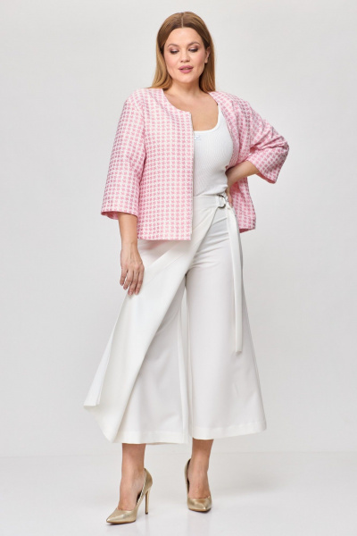 Брюки, жакет Michel chic 1335/1 розовый-белый - фото 3