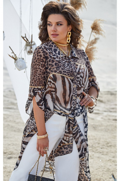 Блуза, брюки Vittoria Queen 21183 принт_белый - фото 4