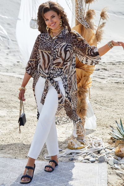 Блуза, брюки Vittoria Queen 21183 принт_белый - фото 3