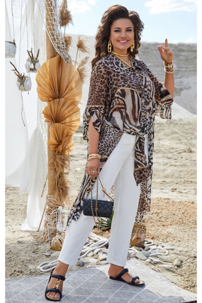 Блуза, брюки Vittoria Queen 21183 принт_белый - фото 1