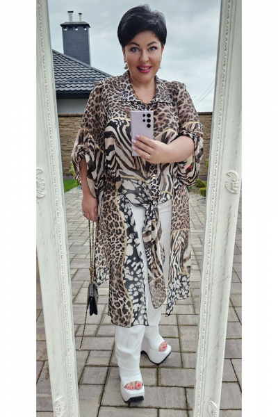 Блуза, брюки Vittoria Queen 21183 принт_белый - фото 5