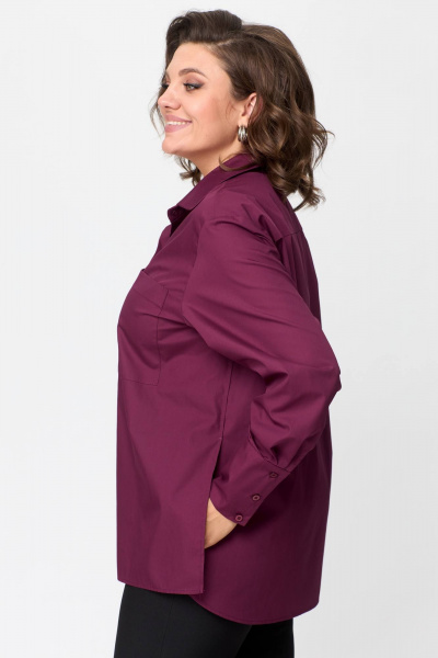 Рубашка оверсайз свободного кроя с карманом и разрезами Avenue 0301-5 винный - фото 3