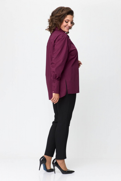 Рубашка оверсайз свободного кроя с карманом и разрезами Avenue 0301-5 винный - фото 2