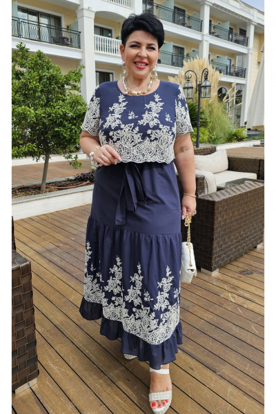 Платье Vittoria Queen 20983 темно_синий_молочный - фото 8