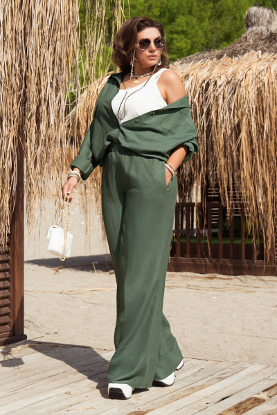 Блуза, брюки Vittoria Queen 20653 темно-оливковый - фото 4