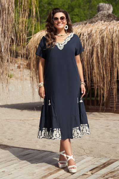 Платье Vittoria Queen 20583 темно_синий-молочный - фото 6