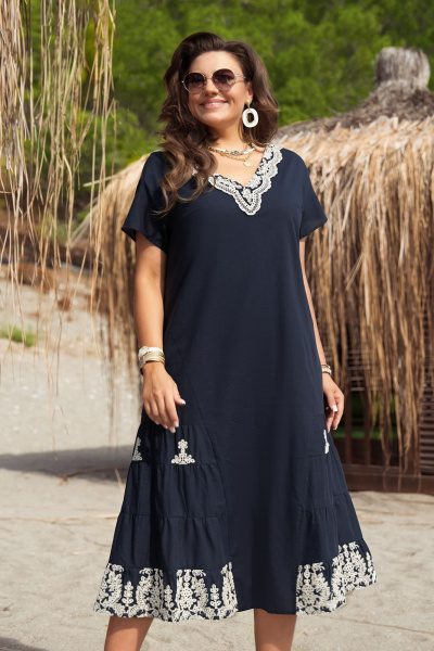 Платье Vittoria Queen 20583 темно_синий-молочный - фото 1