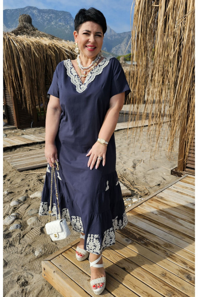 Платье Vittoria Queen 20583 темно_синий-молочный - фото 9