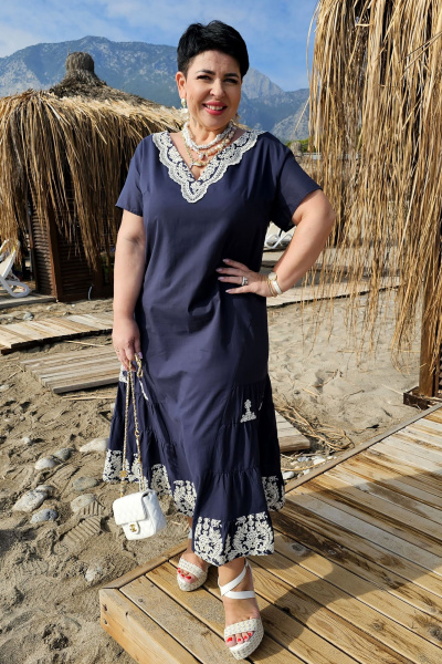 Платье Vittoria Queen 20583 темно_синий-молочный - фото 8