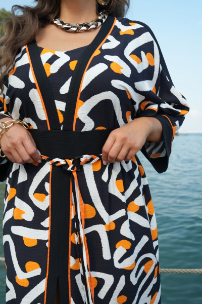 Платье Vittoria Queen 20853 дизай_черный-белый-оранж - фото 3