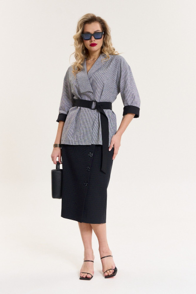 Жакет, юбка Anastasia 1079 мелкая_клетка/черный - фото 1