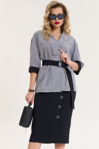 Жакет, юбка Anastasia 1079 мелкая_клетка/черный - фото 2