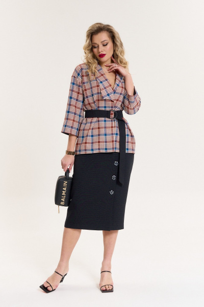 Жакет, юбка Anastasia 1080 марсало/графит - фото 3