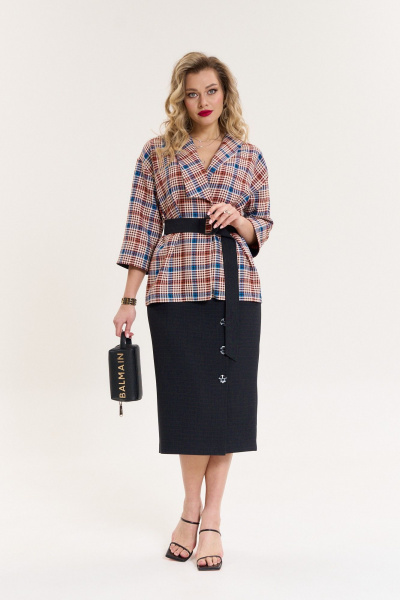 Жакет, юбка Anastasia 1080 марсало/графит - фото 1