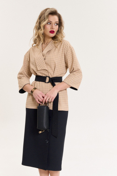 Жакет, юбка Anastasia 1081 песочный/черный - фото 4