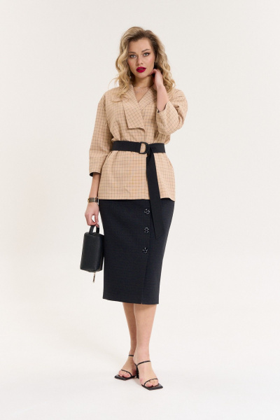 Жакет, юбка Anastasia 1081 песочный/черный - фото 1