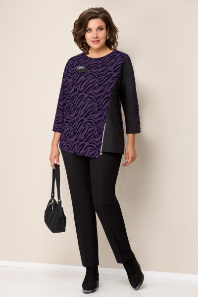 Брюки, джемпер VOLNA 1323 черно-фиолетовый - фото 1