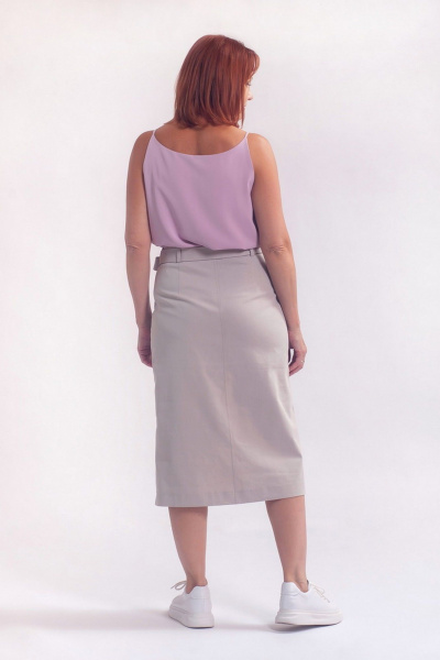 Летняя юбка с имитацией запаха и накладным карманом Соджи 577 бежевый - фото 5